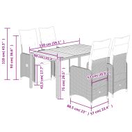 Градински бистро комплект с възглавници 5 части черен полиратан