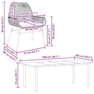Градински комплект 7 части с възглавници черен полиратан стъкло