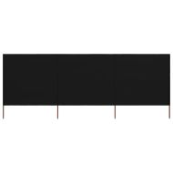 Параван против вятър от 3 панела, текстил, 400x160 см, черен