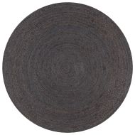 Ръчно тъкан килим от юта, кръгъл, 150 см, тъмносив