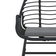 Градински комплект 9 части с възглавници черен полиратан стъкло