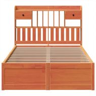 Рамка за легло без матрак, восъчнокафяво, 135x190 см, бор масив