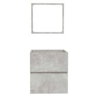 Шкаф за баня с огледало, бетонно сиво, инженерно дърво