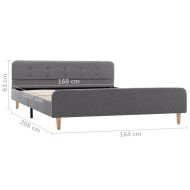 Рамка за легло, светлосива, текстил, 160x200 см