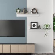 Стенни рафтове, 2 бр, бели, 80x11,5x18 см, инженерно дърво