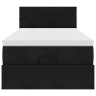 Османска легло с матрак, черно, 80x200 см, кадифе