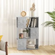 Библиотека, бетонно сива, 60x24x94 см, инженерно дърво