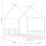 Рамка за детско легло, бяла, бор масив, 80x160 см