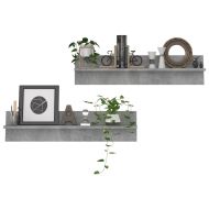 Стенни рафтове 2 бр, бетонно сиви 80x11,5x18 см инженерно дърво