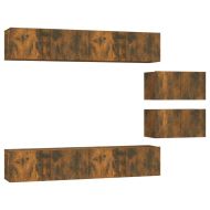 Комплект ТВ шкафове от 6 части, опушен дъб, инженерно дърво