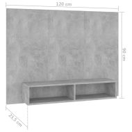 Стенен ТВ шкаф, бетонно сив, 120x23,5x90 см, инженерно дърво