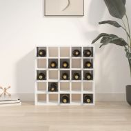 Шкаф за вино, бял, 56x25x56 см, масивна дървесина, бор