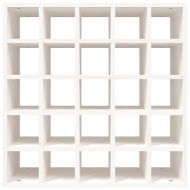 Шкаф за вино, бял, 56x25x56 см, масивна дървесина, бор