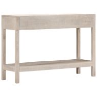 Конзолна маса, бяла, 110x35x75 cм, мангово дърво масив