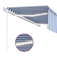 Автоматична тента с щора LED сензор за вятър 5x3 м синьо и бяло