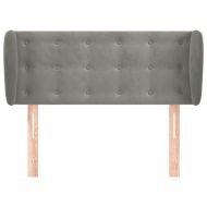 Горна табла за легло с уши, светлосива, 103x23x78/88 см, кадифе