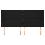 Горна табла за легло с уши, черна, 203x23x118/128 см, плат