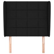 Горна табла за легло с уши, черна, 83x23x118/128 см, плат