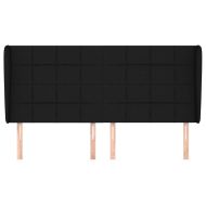 Горна табла за легло с уши, черна, 163x23x118/128 см, плат