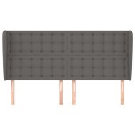 Горна табла с уши, сива, 183x23x118/128 см, изкуствена кожа