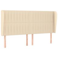 Горна табла за легло с уши, кремава, 203x23x118/128 см, плат