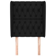 Горна табла за легло с уши, черна, 83x23x118/128 см, плат