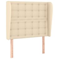 Горна табла за легло с уши, кремава, 103x23x118/128 см, плат