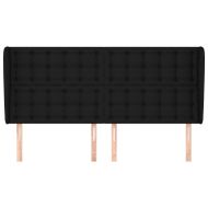 Горна табла за легло с уши, черна, 163x23x118/128 см, плат