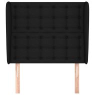 Горна табла за легло с уши, черна, 83x23x118/128 см, плат