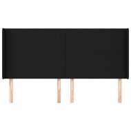 Горна табла за легло с уши, черна, 163x16x118/128 см, плат