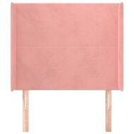 Горна табла за легло с уши, розова, 93x16x118/128 см, кадифе