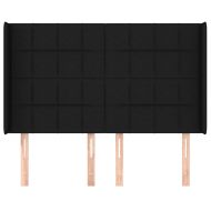 Горна табла за легло с уши, черна, 147x16x118/128 см, плат