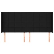 Горна табла за легло с уши, черна, 203x16x118/128 см, плат