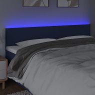 LED горна табла за легло, синя, 160x5x78/88 см, плат