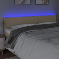 LED горна табла за легло, кремава, 200x5x78/88 см, плат