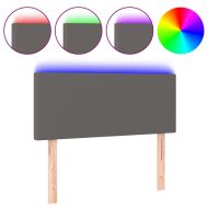 LED Горна табла за легло, сива, 90x5x78/88 см, изкуствена кожа