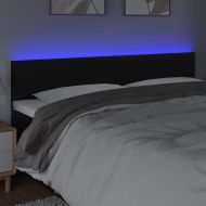 LED горна табла за легло, черна, 160x5x78/88см, изкуствена кожа