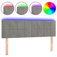 LED горна табла за легло, светлосива, 144x5x78/88 см, кадифе
