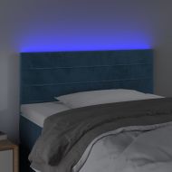 LED горна табла за легло, тъмносиня, 90x5x78/88 см, кадифе