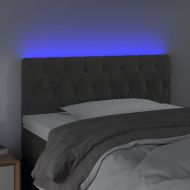 LED Горна табла за легло, тъмносива, 90x7x78/88 см кадифе