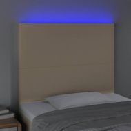 LED горна табла за легло, кремава, 90x5x118/128 см, плат