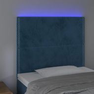 LED горна табла за легло, тъмносиня, 80x5x118/128 см, кадифе
