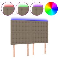 LED горна табла за легло, таупе, 144x5x118/128 см, плат