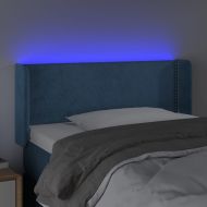 LED горна табла за легло, тъмносиня, 103x16x78/88 см, кадифе
