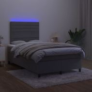 Боксспринг легло с матрак и LED, тъмносиво, 120x200 см, кадифе