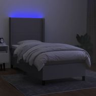Боксспринг легло с матрак и LED, светлосиво, 90x200 см, плат
