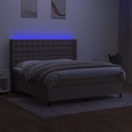 Боксспринг легло с матрак и LED, таупе, 160x200 см, плат