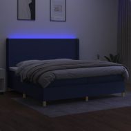 Боксспринг легло с матрак и LED, синя, 200x200 см, плат