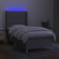 Боксспринг легло с матрак и LED, светлосиво, 100x200 см, плат