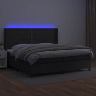 Боксспринг легло с матрак и LED черно 200x200см изкуствена кожа